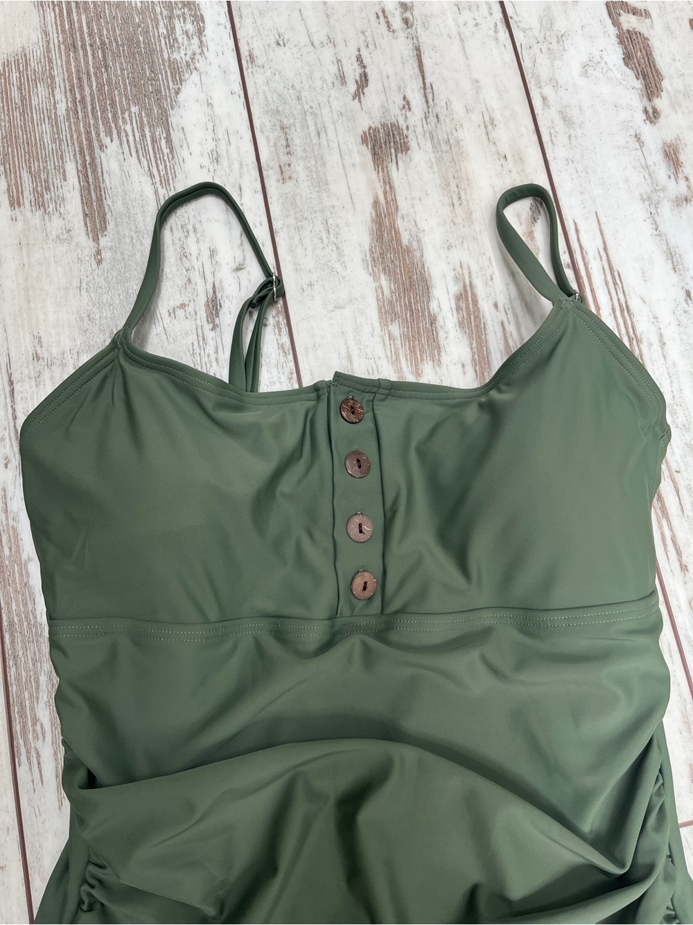 NWT B2PRITY Women Large Army Green One Piece Swimsuit Tummy Control Ruched - Picture 8 of 14